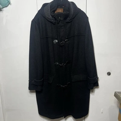 Tasso Elba Men's Black Blend XL 90% Wool  10% Nylon 3/4 Trench, Pea Coat Hood ￼ - Image 1 of 4