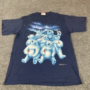 Vintage Coca Cola T Shirt Mens XL Blue Polar Bear Graphic Single Stitch 90s USA - Picture 1 of 14