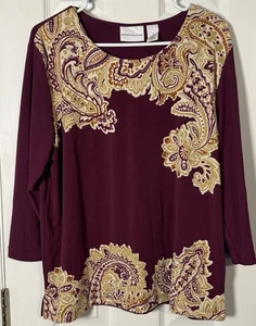 Blusa Alfred Dinner Granate Manga Larga, Detalle Tostado/Marrón Con Tachuelas Doradas, M - Imagen 1 de 5