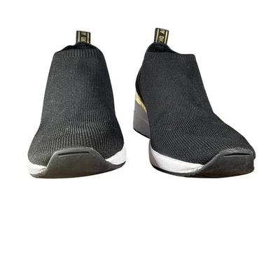 DKNY Women's Black Gold Knit Slip-On Platform Sneakers Size 7.5 - Image 1 of 4
