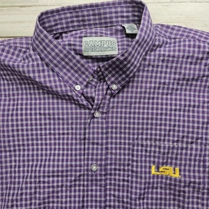 LSU TIGERS Hemd mit Knopfleiste lila kariert Herren XXL bestickt Arbeit Freizeit - Bild 1 von 6