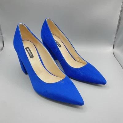 Nine West Cara блок каблук платье насосы 10 М синий замшевый остроконечный носок каблуки вечеринки - Изображение 1 из 4
