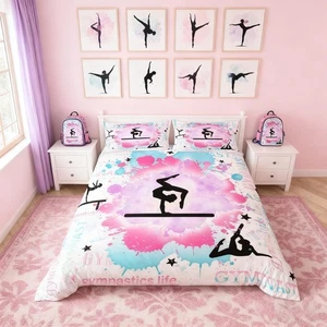 Gymnastics Bedding Set Gymnastics Lovers Girls Bedding Duvet Cover Set Gymnas... - Picture 1 of 6