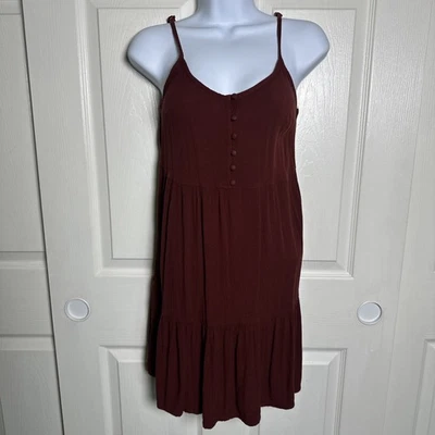 Vestido Mossimo XS Babydoll Y2K Calce Ajustado y Acampanado Granate Otoño Correa Espagueti Foto 1 de 4