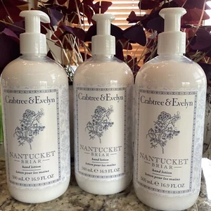 Crabtree & Evelyn NANTUCKET BRIAR Hand Lotion (3) CREAM 16.9 oz Shea Butter NEW - Picture 1 of 2