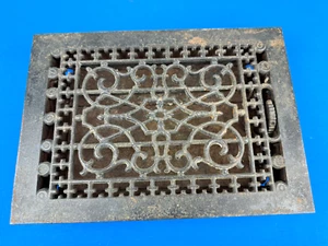 Pat. Aug 3, 1886 Tuttle & Bailey Floor Grate, Vent Louvers OPEN Easily! 12" x 8" - Picture 1 of 15