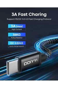 DDIYYI Cavo di Ricarica USB a USB C Telefono Ricarica Rapida 3A/5V Intrecciato 2x 1m Grigio - Foto 1 di 5