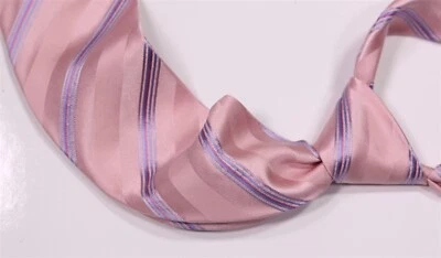 Corbata Paul Stuart Hecha en Japón Rosa Azul Cielo Rayas Seda Hecha a Mano Corbata Delgada Foto 1 de 4