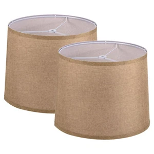 2pcs Drum Lamp Shades Linen Round Lamp Shade Lampshade Bright Brown 11.6 inch - Picture 1 of 8