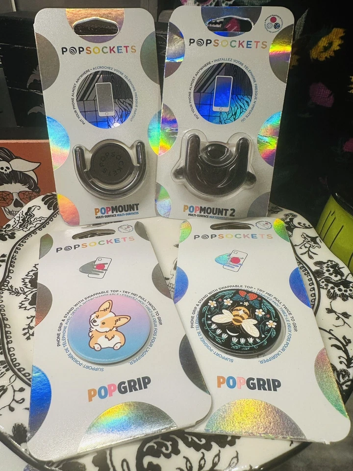 Popsocket Bundle: (1) PopMount2 (1) PopMount AND (2) PopGrip Popsockets 📱 - Image 1 of 1