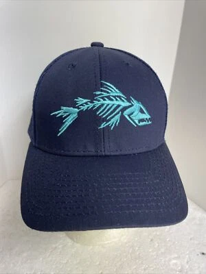 Outdoor Cap Men’s Adjustable Navy Blue Bone Fish Logo Mesh Back Fishing Outdoor - Image 1 of 4