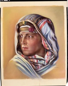 Rudolph Valentino The Sheik Artwork by Flohri Hollywood Original Transparency - Imagen 1 de 1