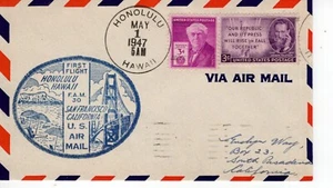 FIRST FLIGHT HONOLULU FAM 30,   HONOLULU, HI  1947  FDC19541 - Picture 1 of 2