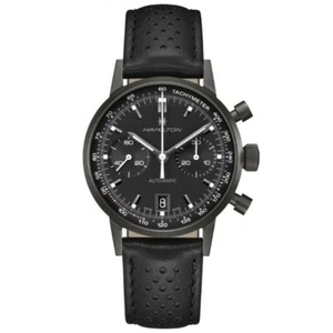 Hamilton American Classic Intra-Matic Auto Chrono schwarz Leder Uhr H38446730 - Bild 1 von 1