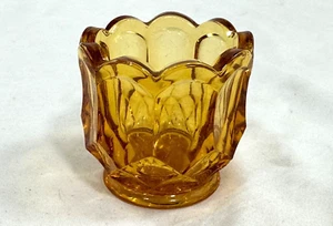 Vintage Amber Colored Small Cup style Glass Deco Rigged Toothpick Candle Holder - Picture 1 of 10