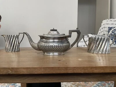 Ensemble Théière, Sucrier, Pot à lait, UK Argent EPBM - Photo 1/4