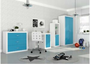 Jugendzimmer Kinderzimmer komplett  Kommode mit Schubladen FILIP Blau