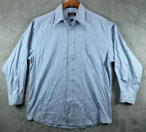 RBM Mens 16 32 Pinpoint Oxford Shirts Button Down Blue Micro Check Long Sleeve - Picture 1 of 9