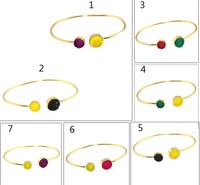 Natural Agate Druzy 24k Gold Plated Designer Adjustable Bangle Bracelet Jewelry