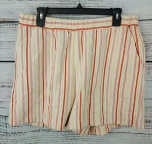 Madewell Large Elastic Waist Cotton Pull On Shorts in Stripe Women’s Pockets - Picture 1 of 7
