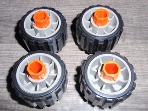 4 Wheels with Tires & Axles for Robotix Series R-2000 1984 MB Milton Bradley Toy - Picture 1 of 8