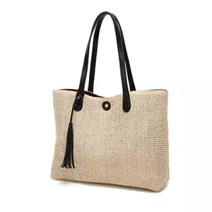 Weekender Lightweight Synthetic Straw Shopper Tote Womens Shoulder Handbag - Picture 1 of 6