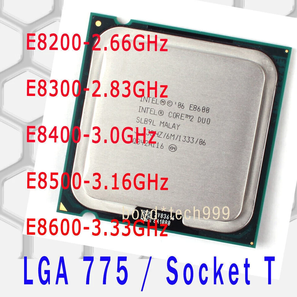 Intel Core 2 Duo E8200 E8300 E8400 E8500 E8600 LGA 775 / Socket T Processore CPU - Immagine 1 di 1