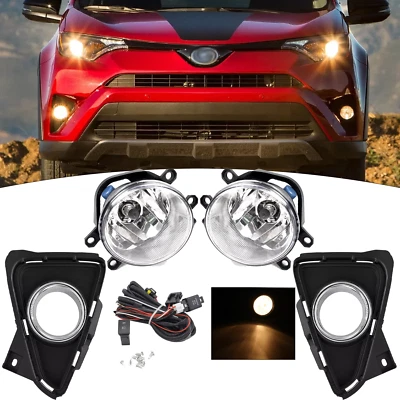 For 2016-2018 Toyota RAV4 Clear Bumper Fog Lights Driving Lamps 16-18 w/Wiring - Image 1 of 4