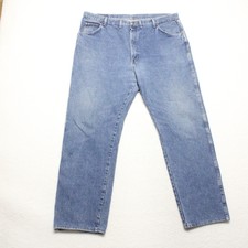 Wrangler Men's Size 44x32 Blue Straight Leg Medium Wash 100% Cotton Denim Jeans