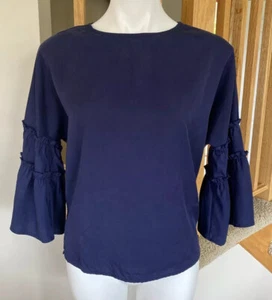Allison Joy Women Small Navy Blue 3/4 Bell Sleeve Shirt - Picture 1 of 9