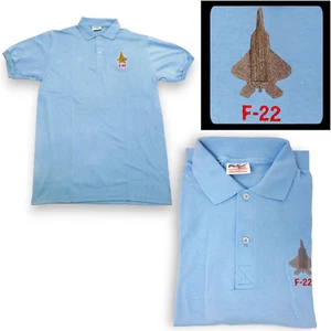 Polo vintage Stedman Hanes ricamata F-22 Raptor grigia uomo L 42-44 USA - Foto 1 di 5