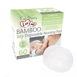 60 x LuvMe BAMBOO ECO Disposable BREAST PADS Natural Pad Nursing Maternity NEW - Picture 1 of 2