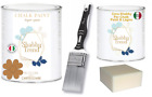 Kit Chalk Paint +Cera+Pennello+Spugna+Panno Shabby Chic Opaca Toffee