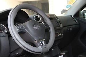 DIY PVC Steering Wheel Skin Wrap Cover Grey w/ Strip Style Perfect Fit & Grip - Picture 1 of 6