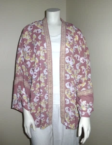 Women's SOHO Jeans New York Kimono Boho open front Top Sz L EUC - Picture 1 of 6