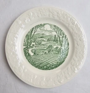 Vintage Homer Laughlin Saucer Bread Plate Pastoral Green 6 3/4”  Harvest Pattern - Picture 1 of 10