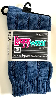 L'eggs Wear Calcetines Denim AZUL Crew Slouch "Talla Única" De Colección Años 90 Y2K Foto 1 de 2