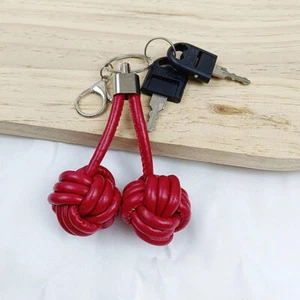 Monkey Fist Knot Braided Ball Leather Keychain Pendant Cute Bag Hanging Orna _SE - Picture 1 of 17