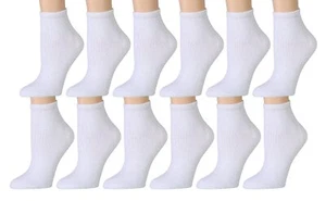 12 PK Yacht & Smith Kids Cotton Quarter Ankle Socks White 4-6 - Girls Ankle Sock - Picture 1 of 2