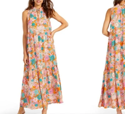 Maxi Vestido BB Dakota x Steve Madden California Soul Floral Halter Hippy Boho S Foto 1 de 4