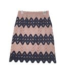 Bcbgmaxazria Women 4 Skirt Navy Blue Brown Nude Scalloped Lace Office Striped