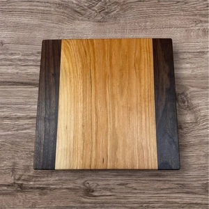 Handcrafted Cutting Board 12x12 Cherry and Walnut Sleek Modern Rustic Kitchen  - Picture 1 of 4