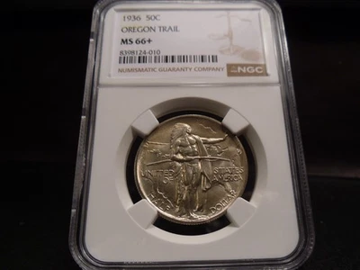 1936 MS66+ (Plus) Oregon Trail Silver Commemorative NGC Certified Gem - White - Image 1 of 4