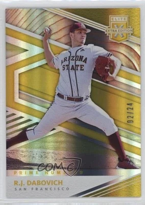 2020 Panini Elite Extra Edition Prime Numbers Gold /24 RJ Dabovich #121 - Image 1 of 2
