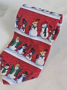 Yule Tie Greetings Christmas Snowman Snowfamily Necktie - Picture 1 of 5