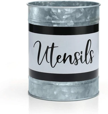 Держатель кухонной утвари - фермерский камень для столешницы, черный и белый - Изображение 1 из 4