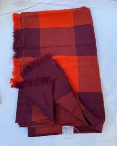 Uniqlo Bufanda Roja Escocesa Lana Suave Estola Gran Tamaño 72" x 28.5" - Imagen 1 de 10