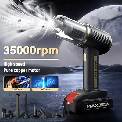 Cordless Car Vacuum Cleaner 120W 4-in-1 Handheld Air Duster Inflator 5000mAh - Image 1 of 4