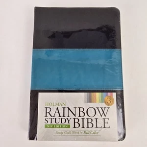 NEU Holman Rainbow Study Bible NIV Edition LeatherTouch Braun Türkis Versiegelt - Bild 1 von 6