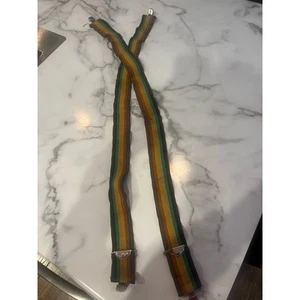Vintage Rainbow Suspenders Adjustable 4 clip Dark Muted Colorful LGBTQ Pride OS - Picture 1 of 7